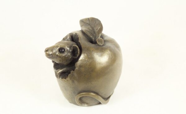 bronze resin Mouse in an apple