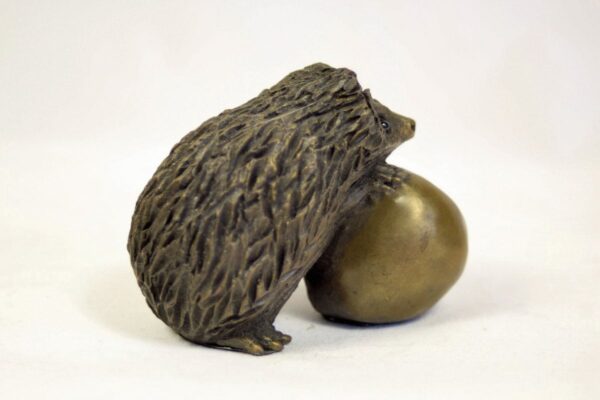 bronze resin Hedghog on apple, small