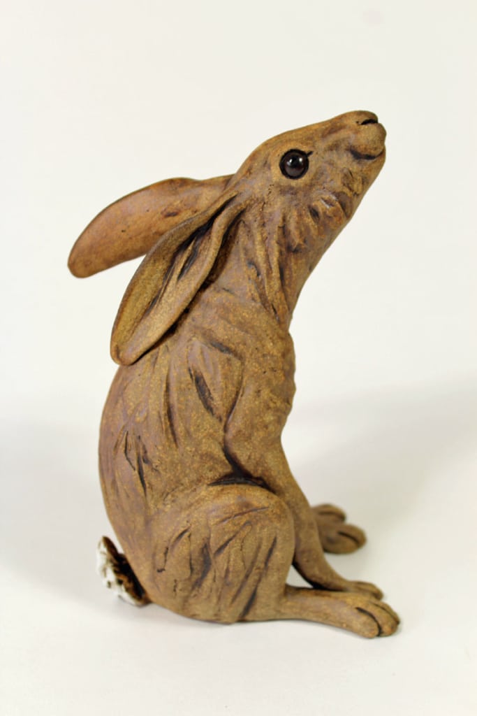 Moongazing Hare - ceramic clay sculpture