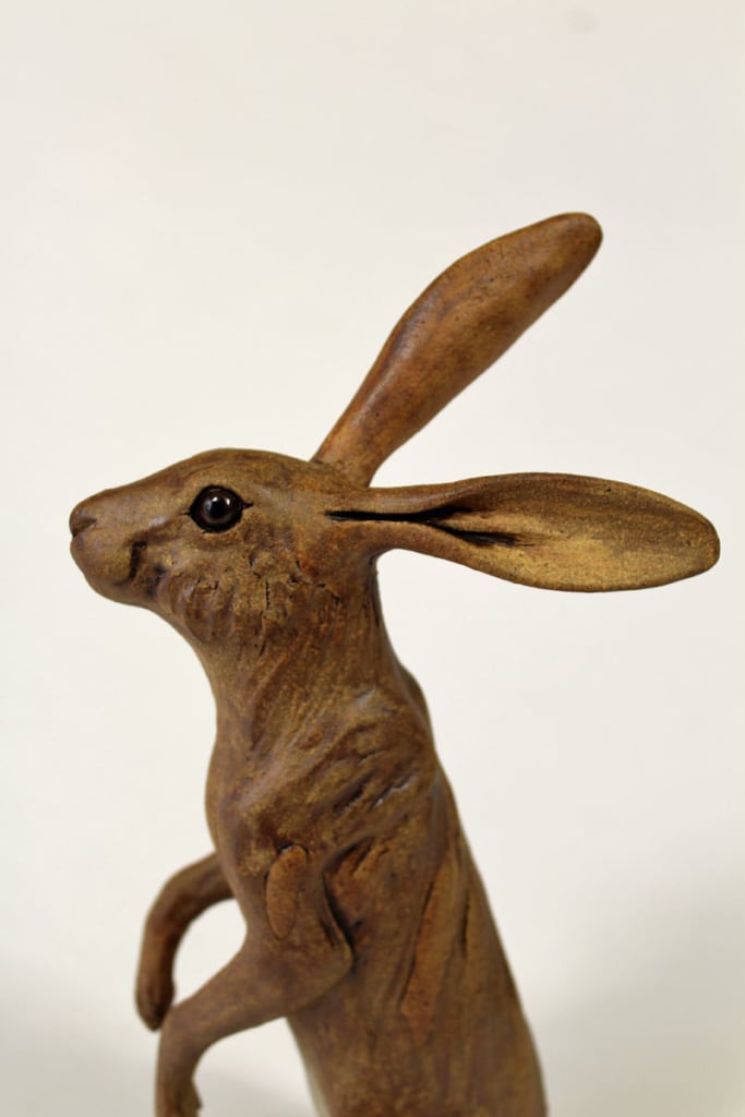 An Inquisitive Hare - ceramic clay sculpture